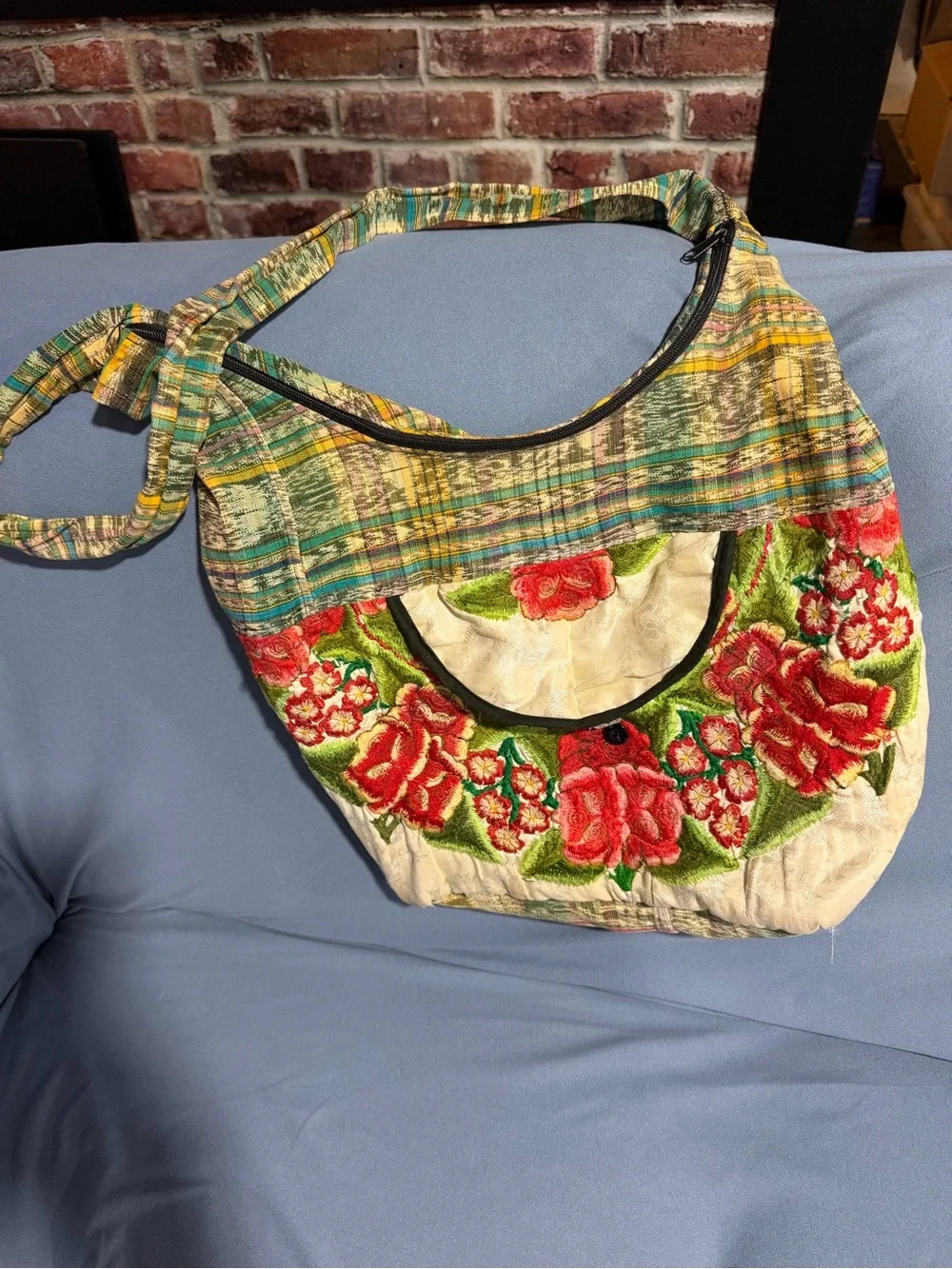Embroidered Floral Crossbody Bag - Multicolor